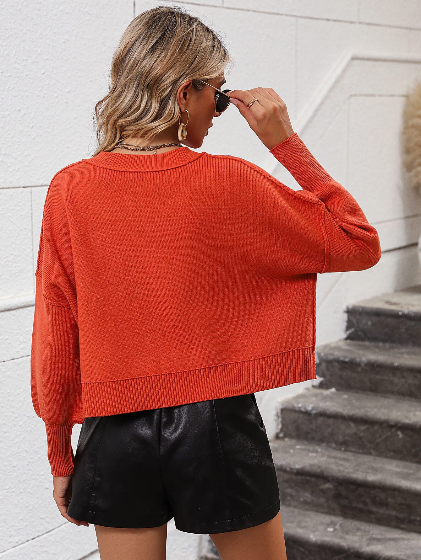 Lorian Oversized Pullover Sweater - Red