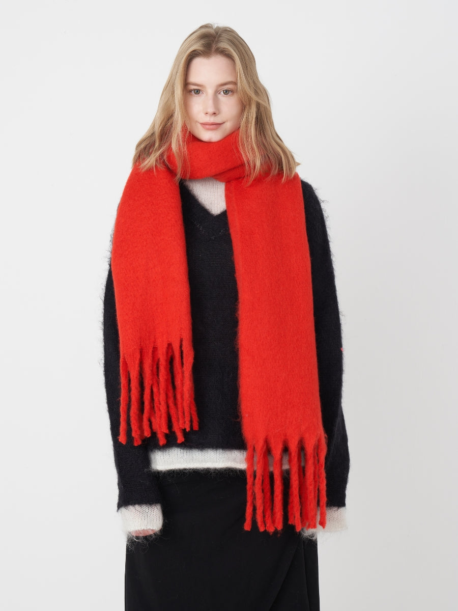 Catalog Tassel Blanket Scarf - Red