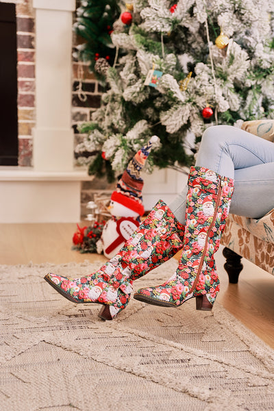 Soffia | Stanta Carnival Christmas Theme Knee-High Boots - Red