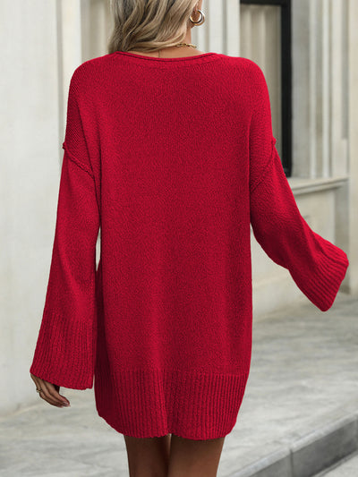 Uptown Girl Mini Sweater Dress - Red