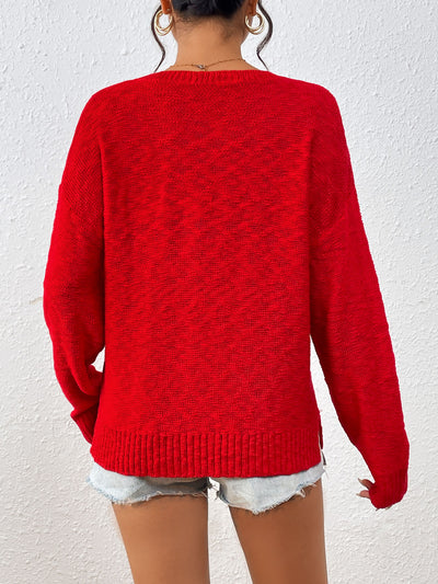 America Mom Knit Pullover Sweater - Red