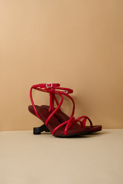 Jady Rose | Jojo Leather Strappy Heels - Red