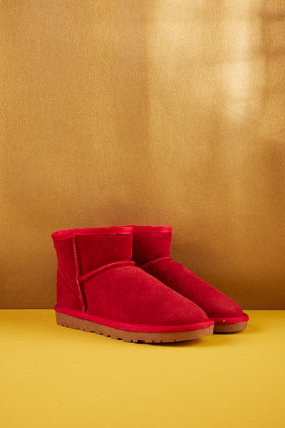 SMAIBULUN Ugg | Faux Fur-Lined Classic Short Ugg Boots - Red