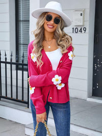 Blossom Mornings Daisy Embellished Knit Cardigan - Rose