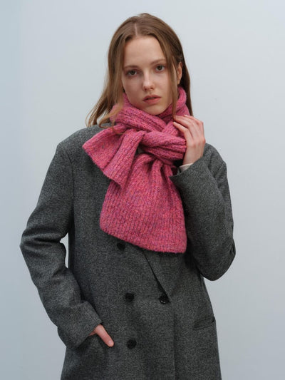 Wool Blend Cloud Beanie Scarf Matching Set - Rose