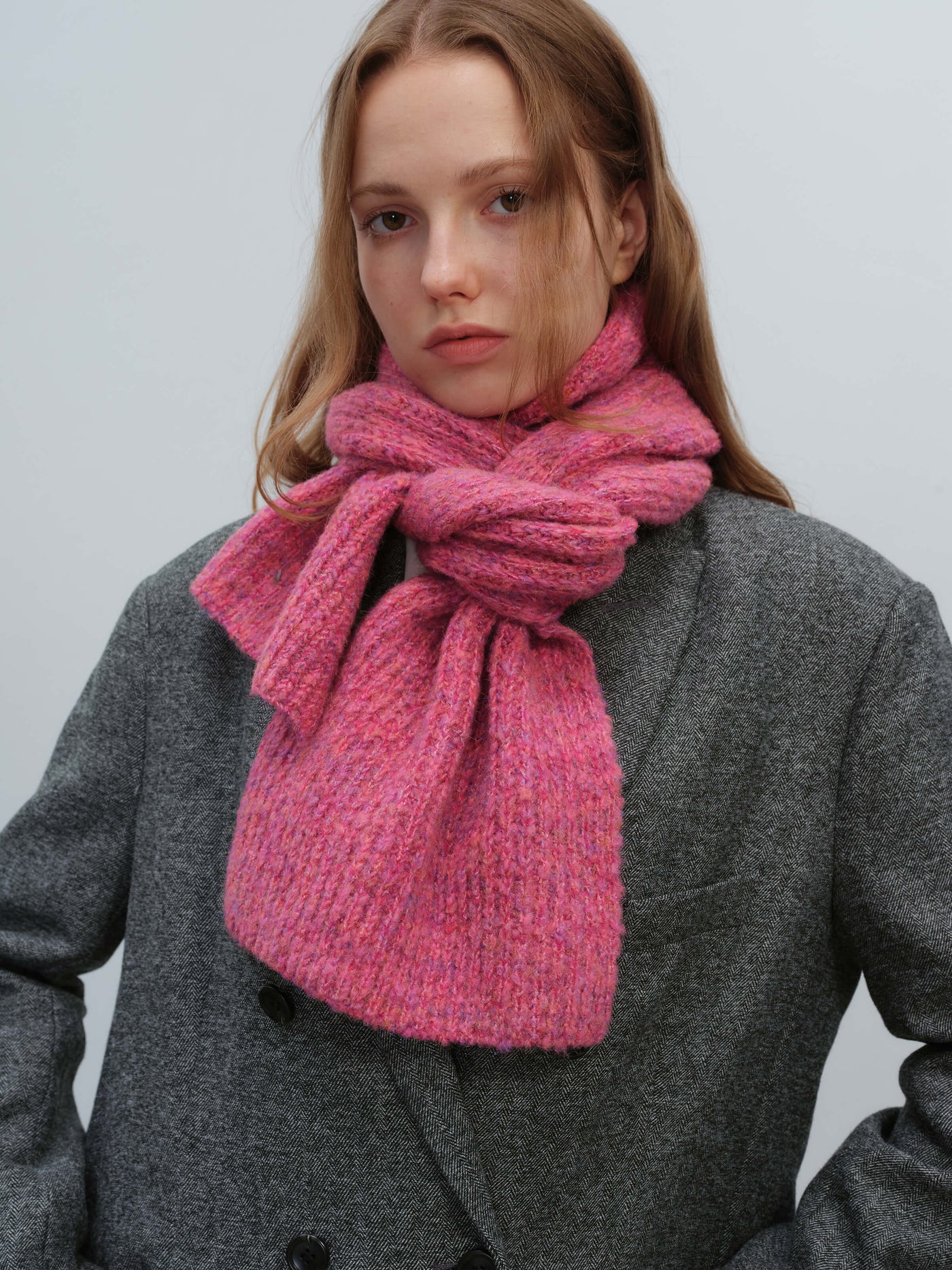 Wool Blend Cloud Beanie Scarf Matching Set - Rose