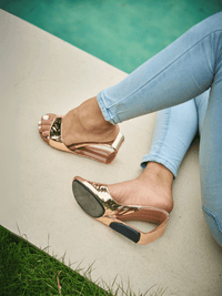 Jady Rose | Get a Clue Wedge Slides - Rose Gold