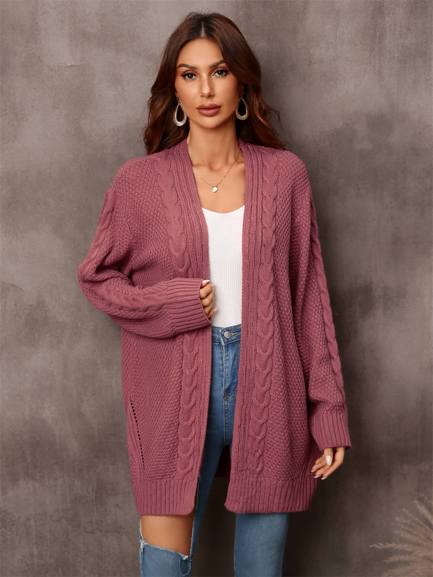 Ludlow Cable Knit Duster Cardigan - Rust