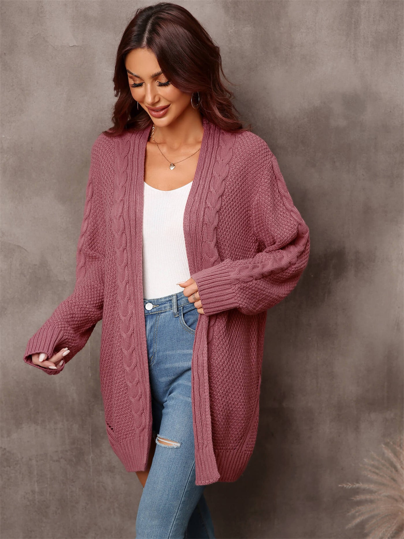 Ludlow Cable Knit Duster Cardigan - Rust