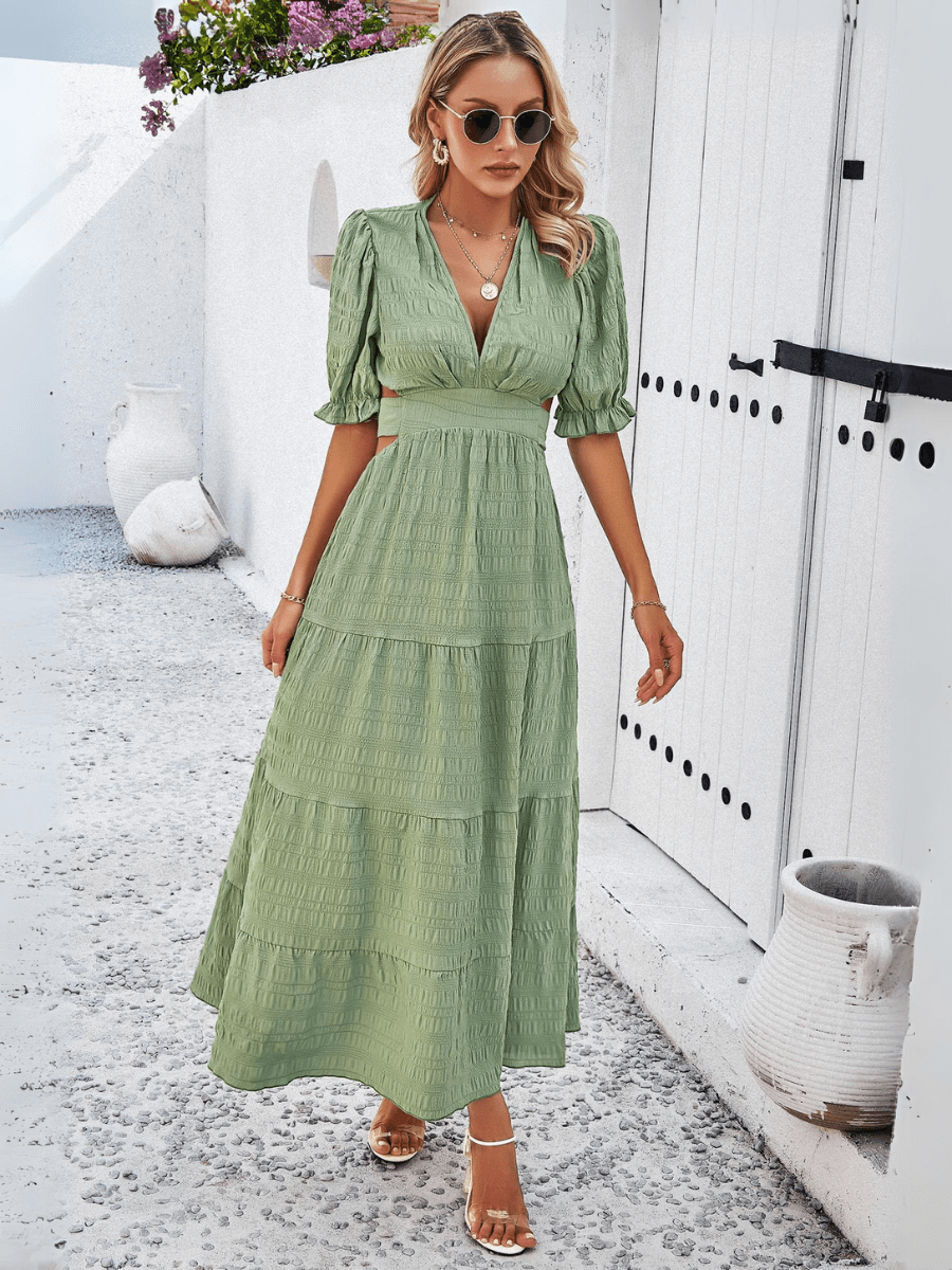 Rhea Tiered Cutout Maxi Dress - Sage