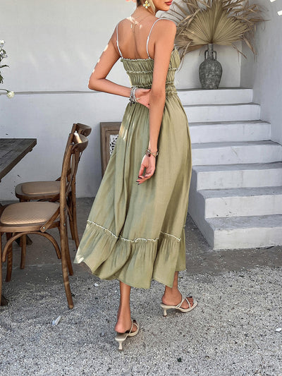 Spring Breath Smocked Maxi Dress - sage