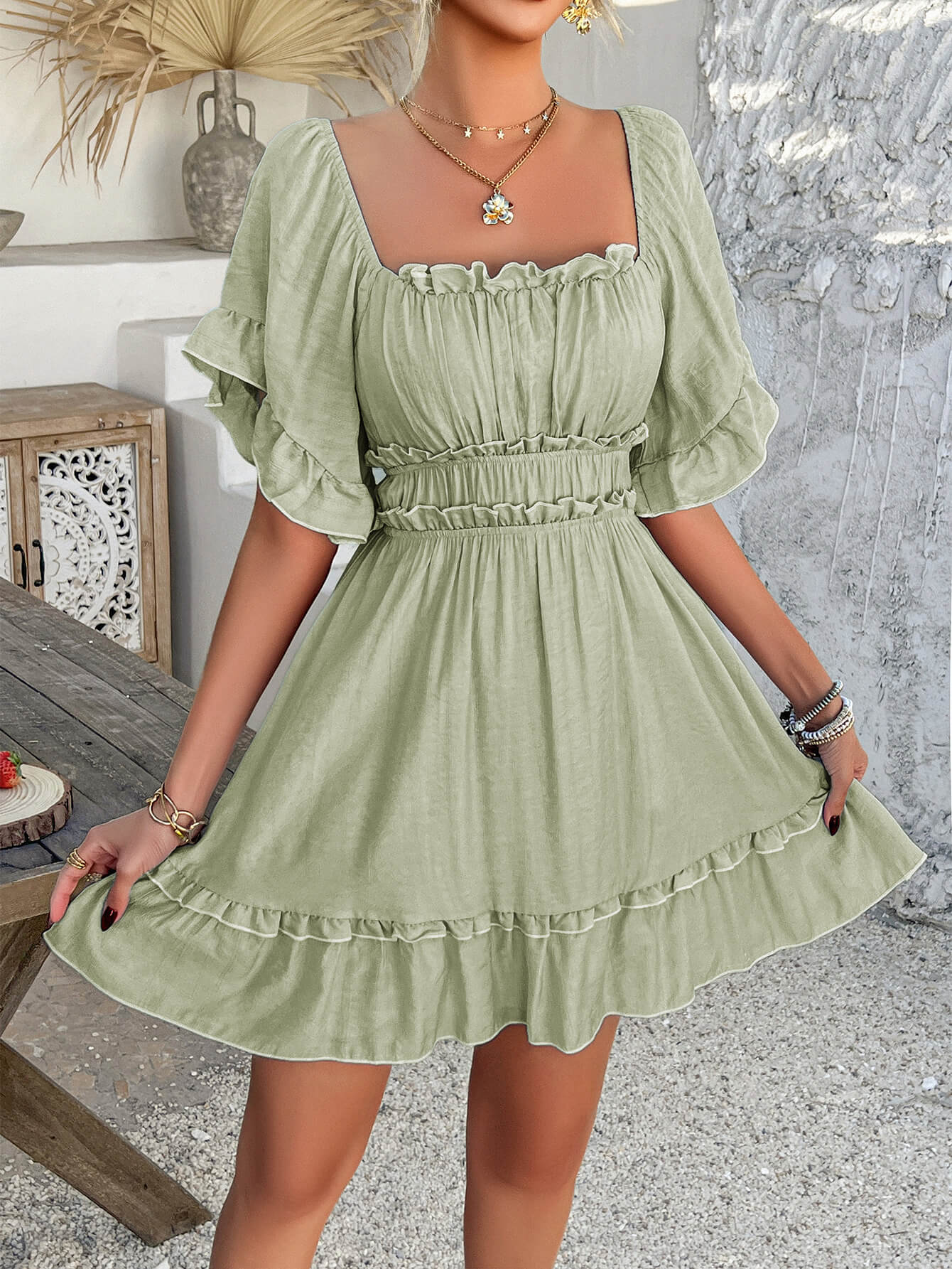 Sienna Floral Wrap Mini Dress Pink, S / Sage Sienna Floral Wrap Mini Dress Pink, S / Sage