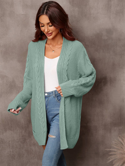 Ludlow Cable Knit Duster Cardigan - Sage