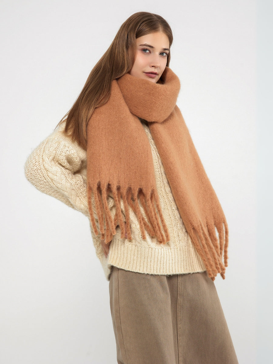 Catalog Tassel Blanket Scarf - Tan