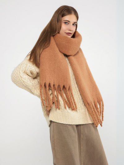 Catalog Tassel Blanket Scarf - Tan