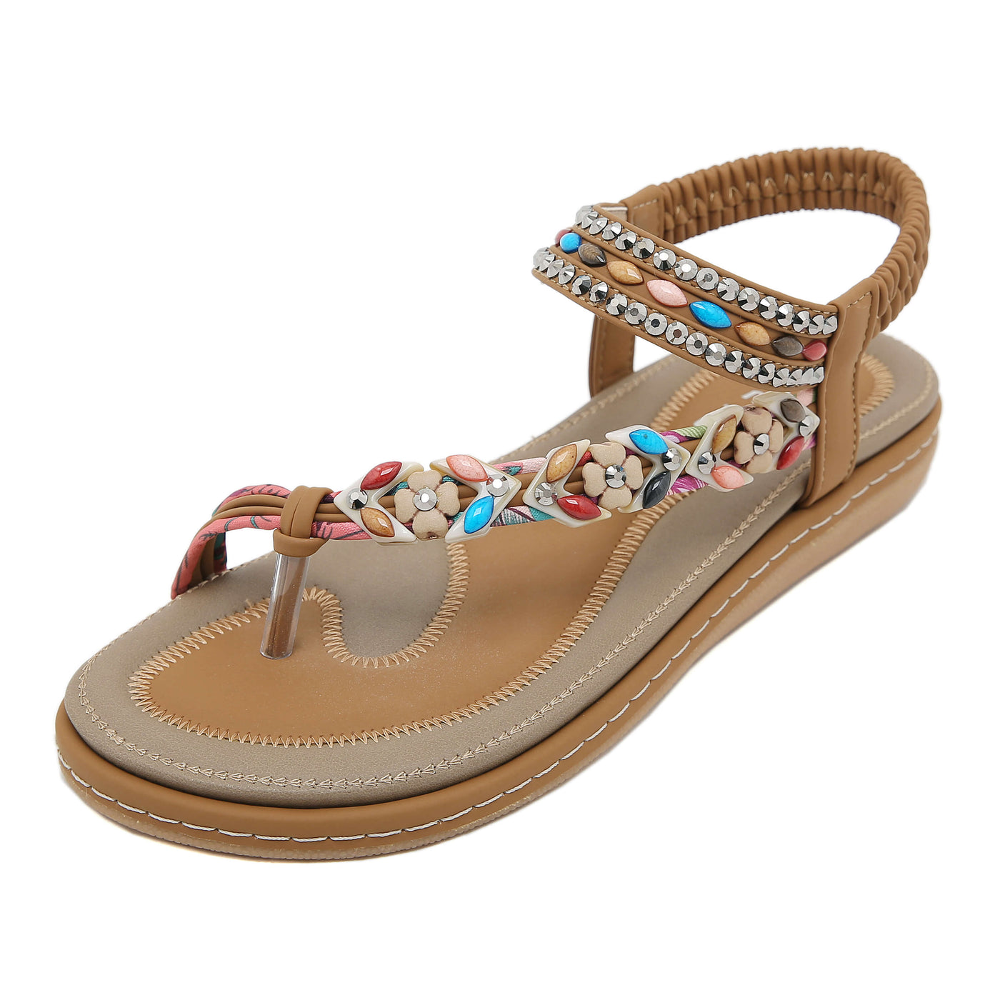 Siketu | Abbie Beaded Boho Thong Sandal - tan