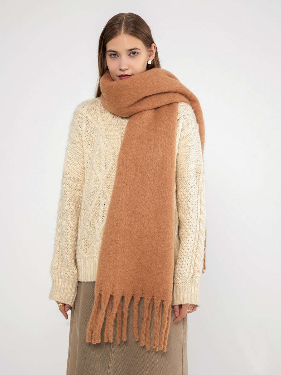 Catalog Tassel Blanket Scarf - Tan