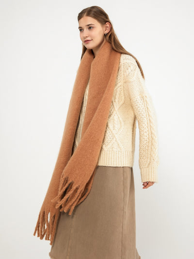 Catalog Tassel Blanket Scarf - Tan