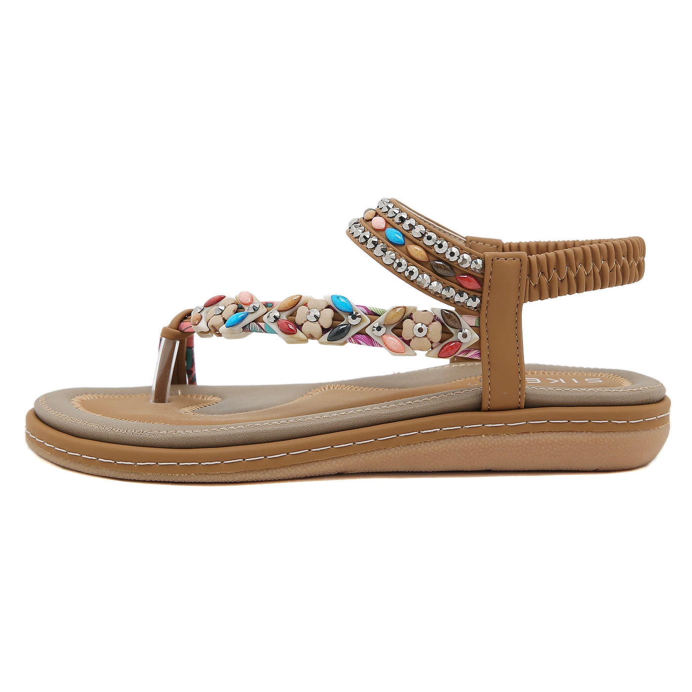 Siketu | Abbie Beaded Boho Thong Sandal - tan