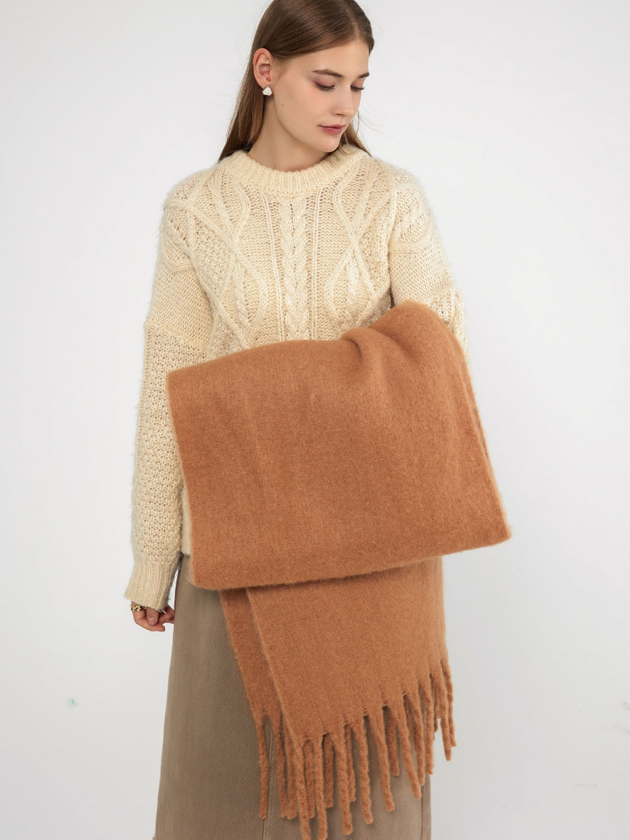 Catalog Tassel Blanket Scarf - Tan