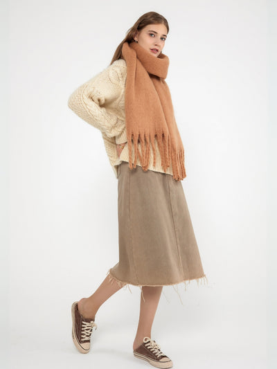 Catalog Tassel Blanket Scarf - Tan