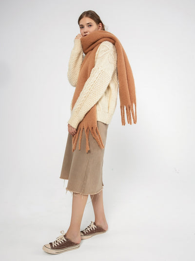 Catalog Tassel Blanket Scarf - Tan