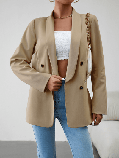 Uptown Girl Pocketed Blazer - Taupe