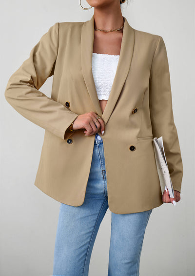 Uptown Girl Pocketed Blazer - Taupe