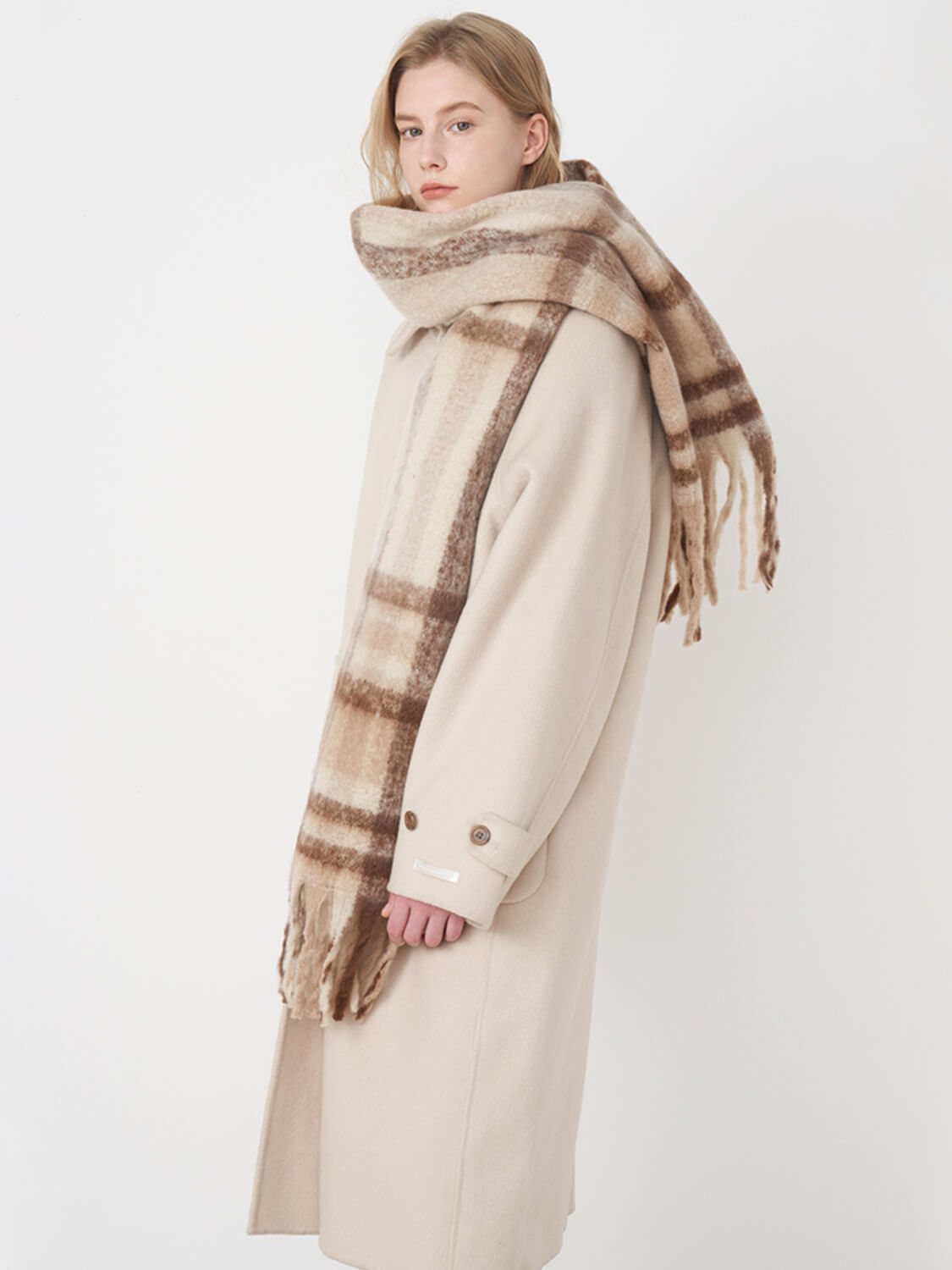 Mitchell Gradient Tassel Blanket Scarf - taupe