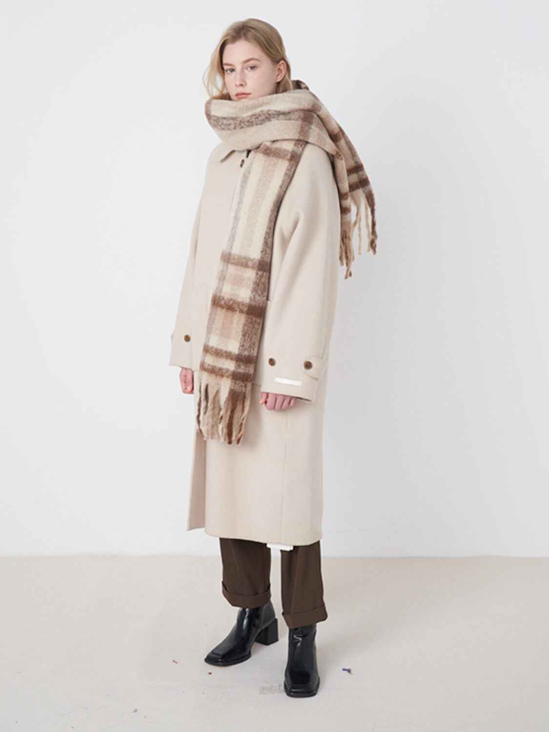 Mitchell Gradient Tassel Blanket Scarf - taupe