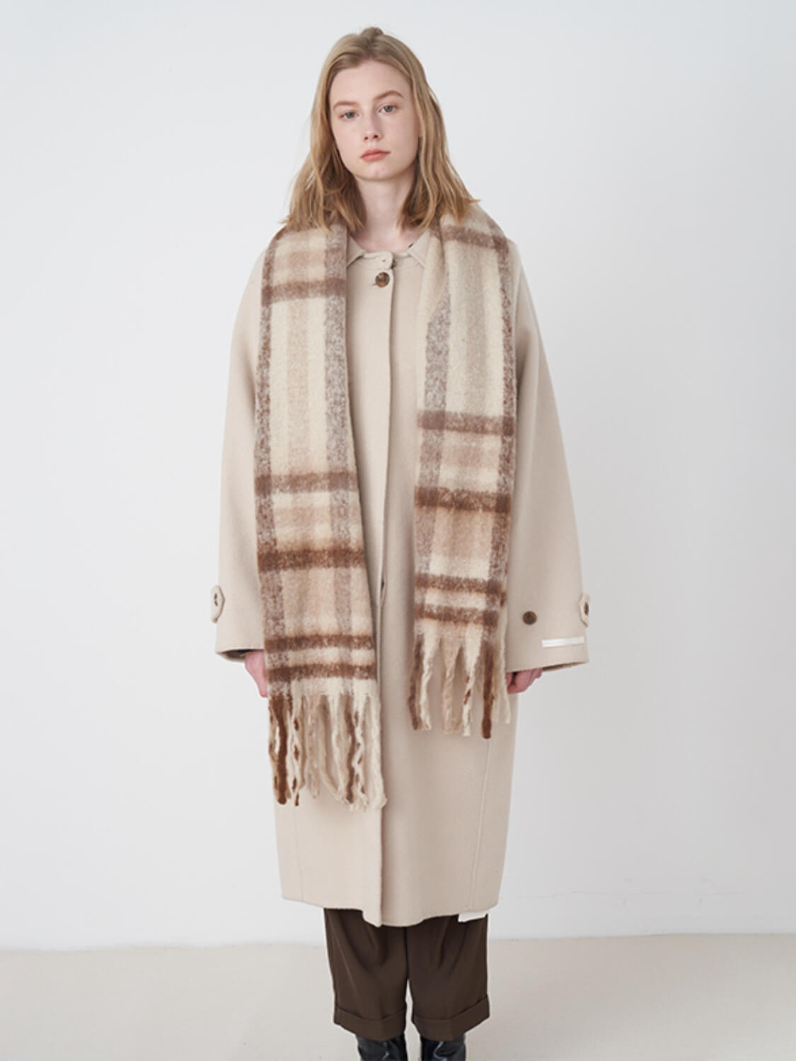 Mitchell Gradient Tassel Blanket Scarf - taupe