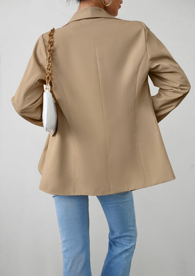 Uptown Girl Pocketed Blazer - Taupe