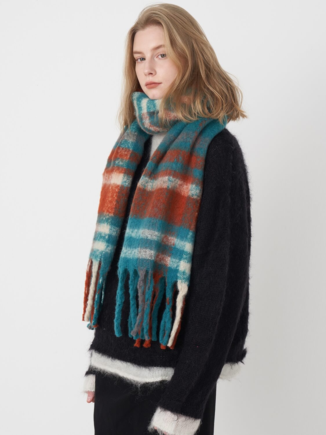 Mitchell Gradient Tassel Blanket Scarf - Teal