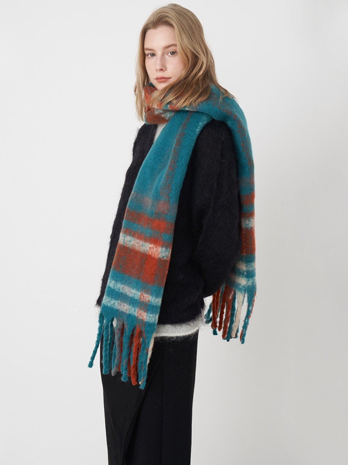 Mitchell Gradient Tassel Blanket Scarf - Teal