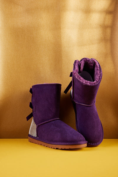 SMAIBULUN Ugg | Rhinestone Dual Bailey Bow Glam Ugg Boots - Violet