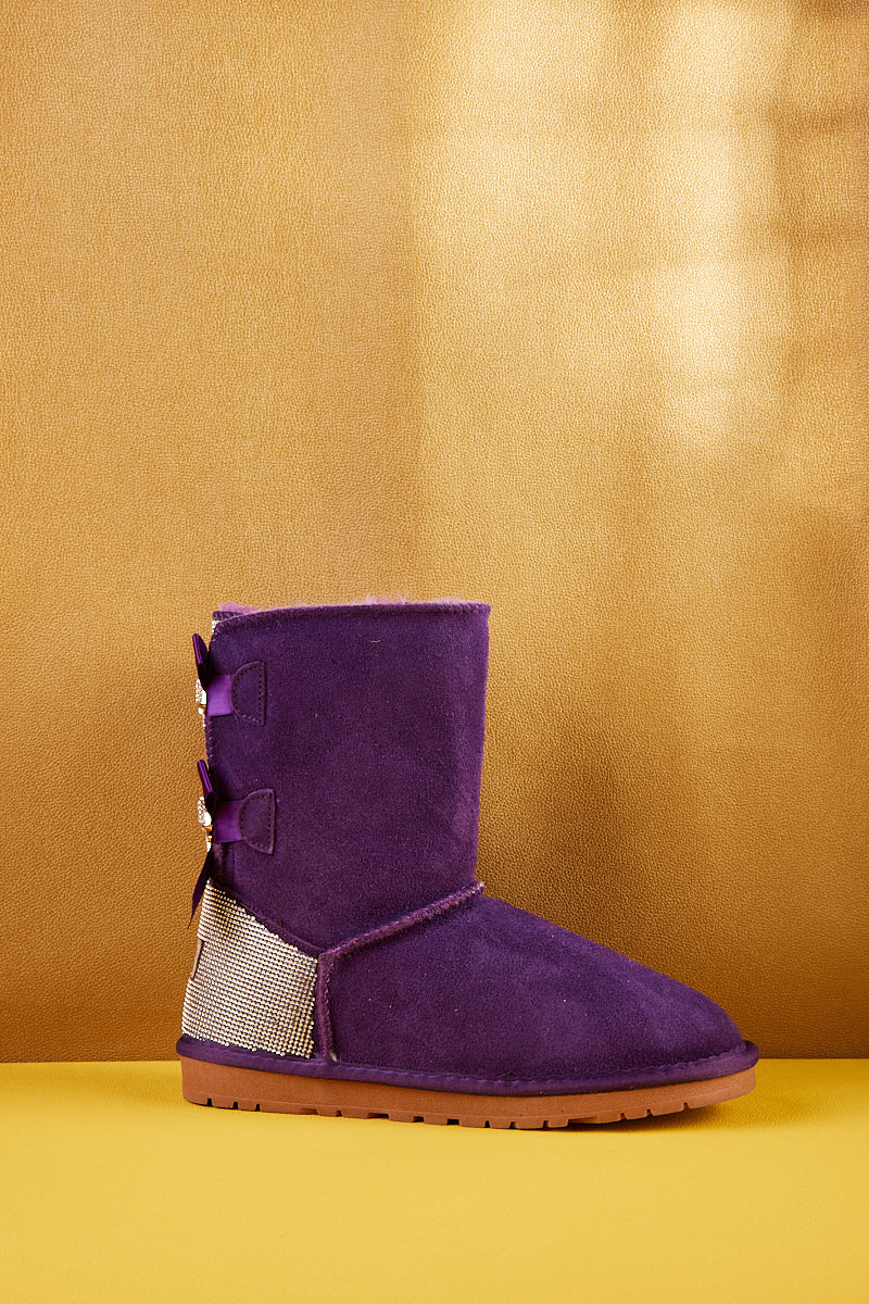 SMAIBULUN Ugg | Rhinestone Dual Bailey Bow Glam Ugg Boots - Violet