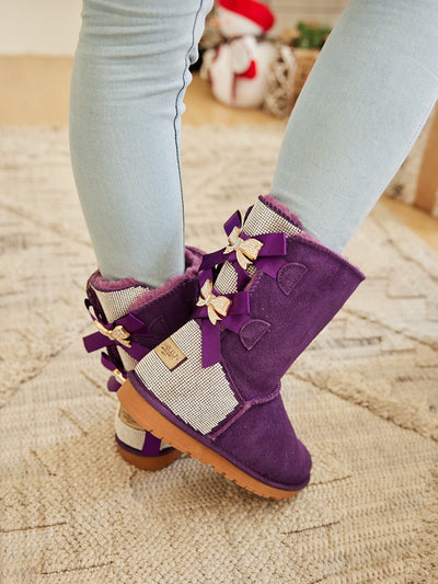 SMAIBULUN Ugg | Rhinestone Dual Bailey Bow Glam Ugg Boots - Violet