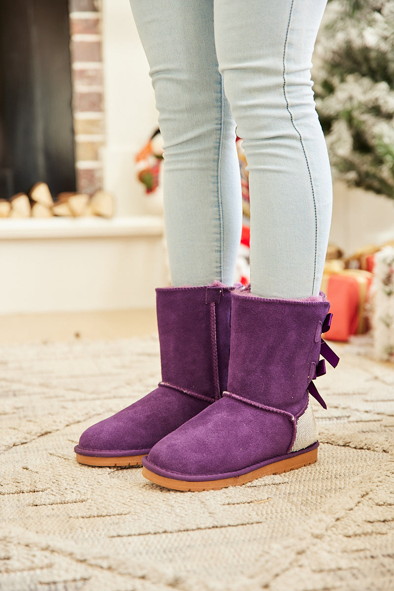 SMAIBULUN Ugg | Rhinestone Dual Bailey Bow Glam Ugg Boots - Violet