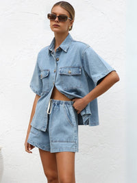 Easy Mode Denim Matching Sets - blue
