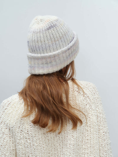 Wool Blend Gradient Knit Beanie - White