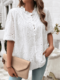 Ventura Eyelet Short Sleeve Blouse - White