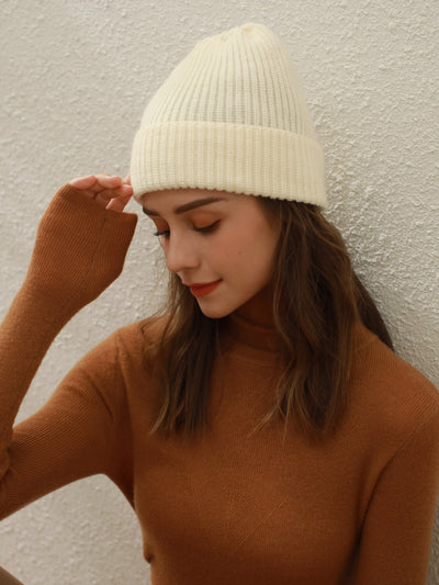 Arctic Velvet Wool Blend Beanie - white