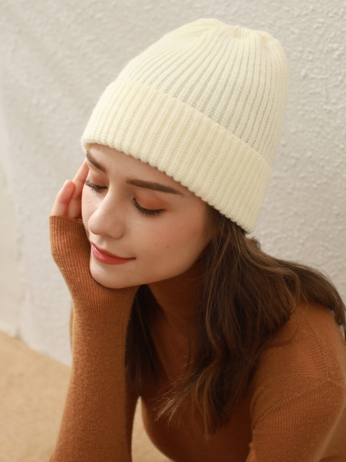 Arctic Velvet Wool Blend Beanie - white