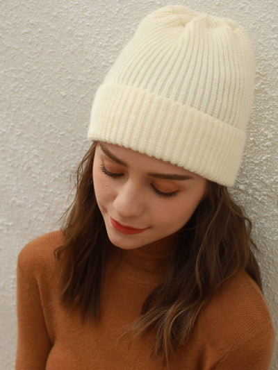 Arctic Velvet Wool Blend Beanie - white