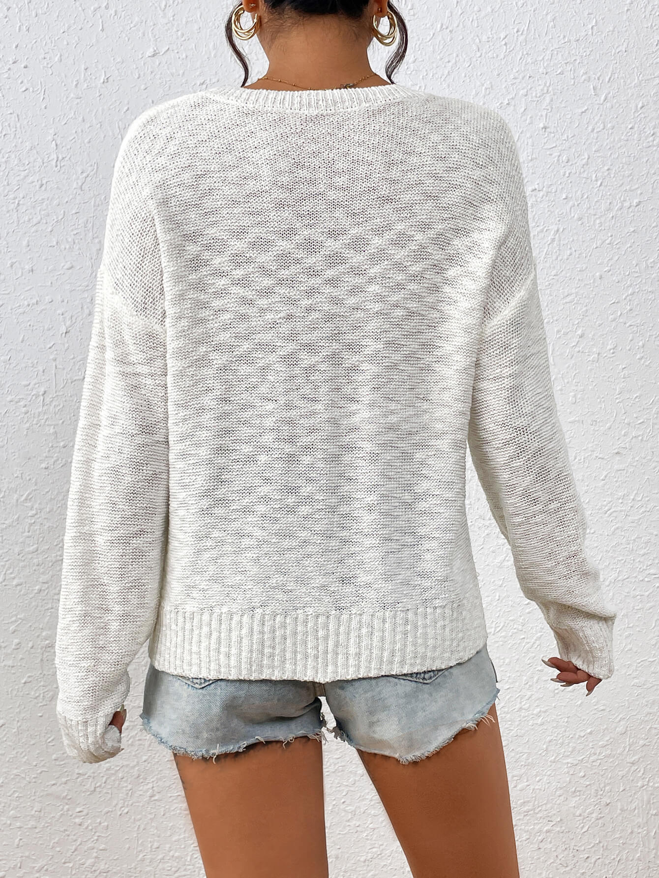 America Mom Knit Pullover Sweater - White