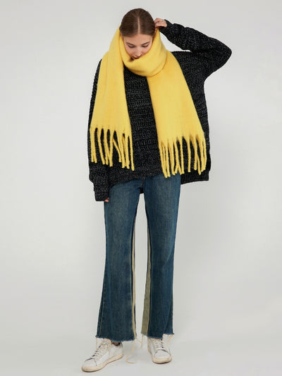 Catalog Tassel Blanket Scarf - Yellow