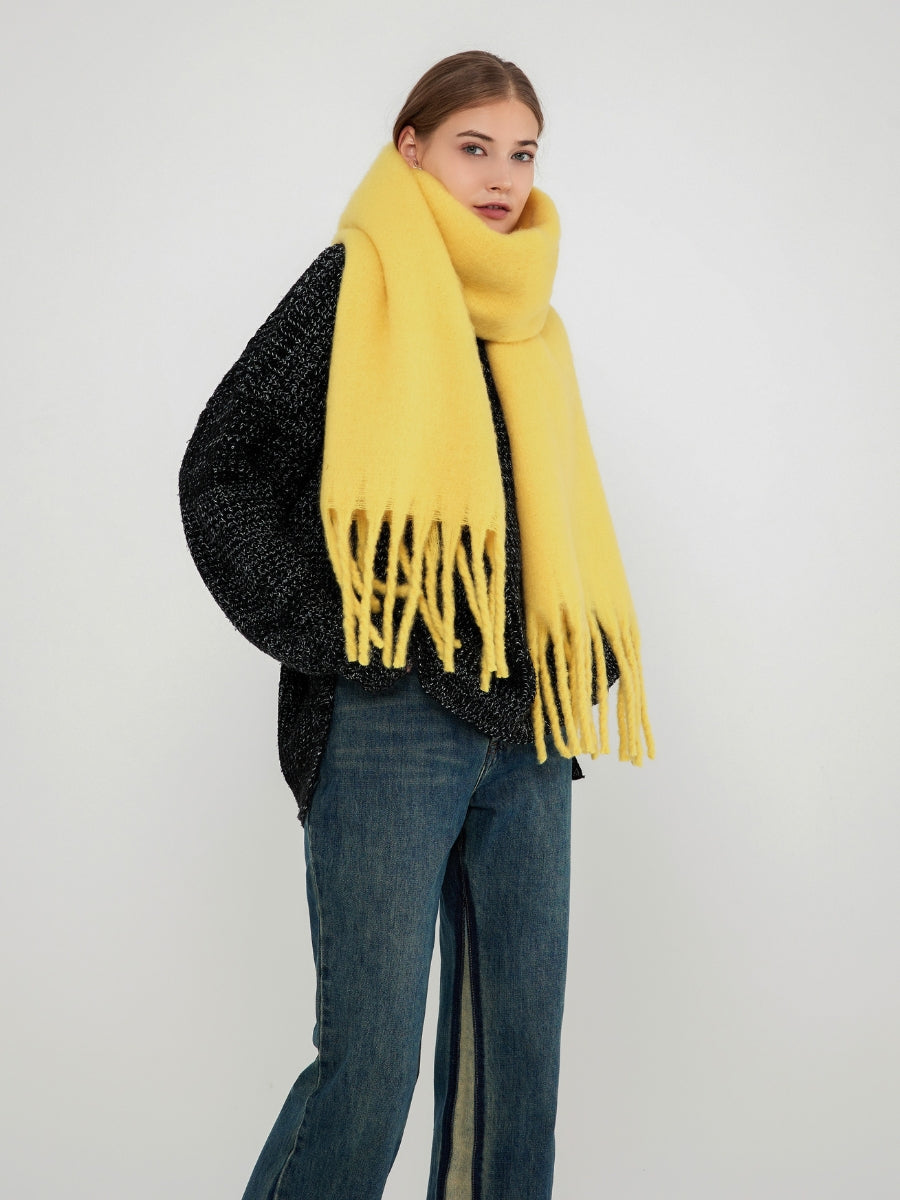 Catalog Tassel Blanket Scarf - Yellow