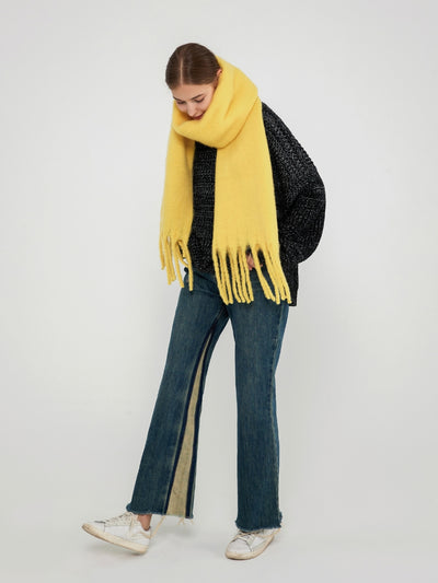 Catalog Tassel Blanket Scarf - Yellow