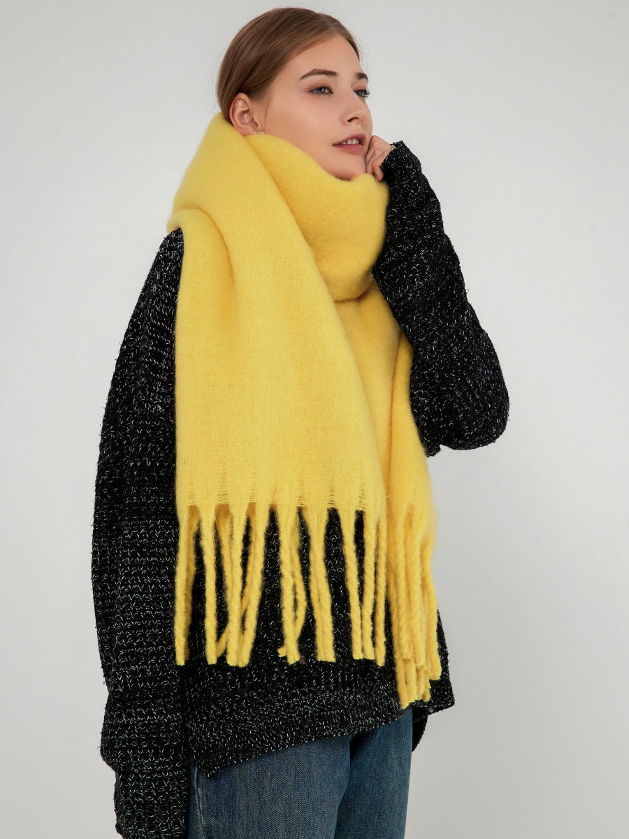 Catalog Tassel Blanket Scarf - Yellow