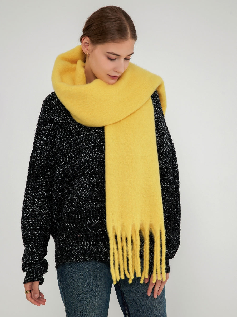 Catalog Tassel Blanket Scarf - Yellow